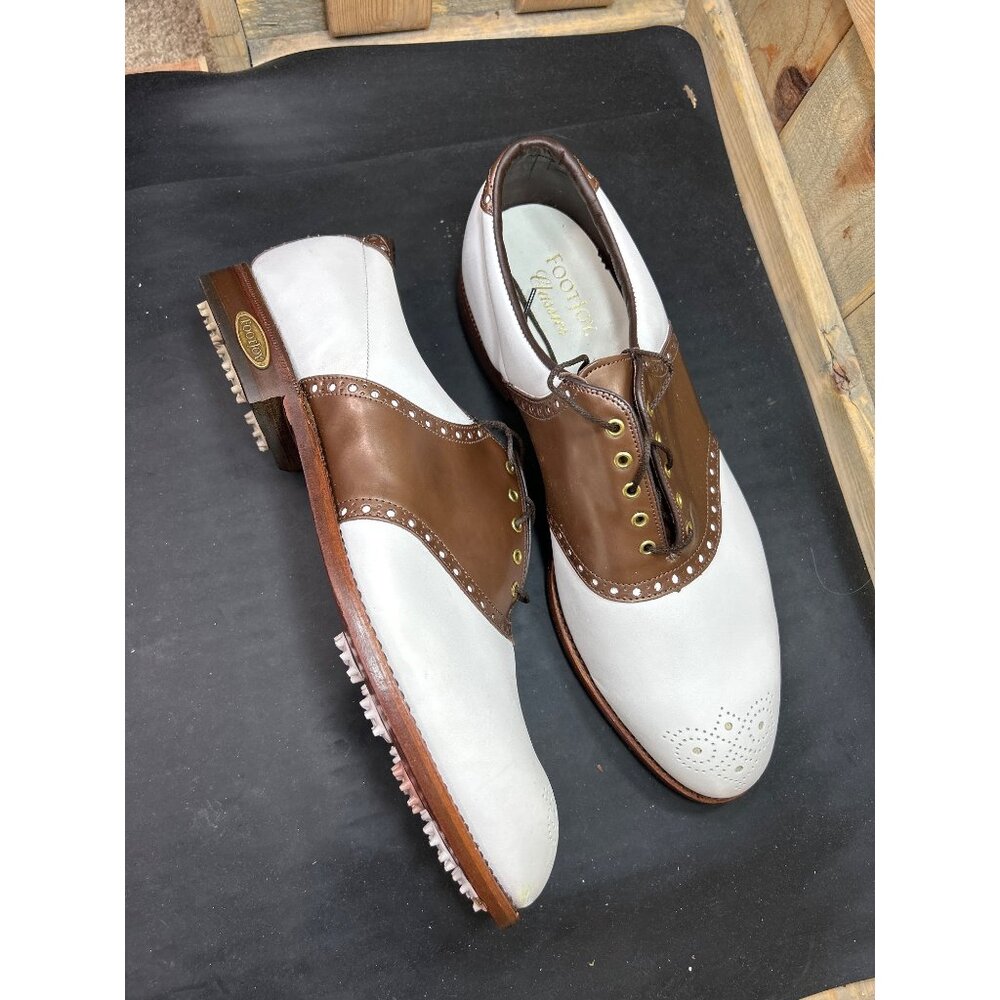 Vintage Footjoy Classics Mens Golf Shoes 51991 White & Bronze Leather Size 13 E